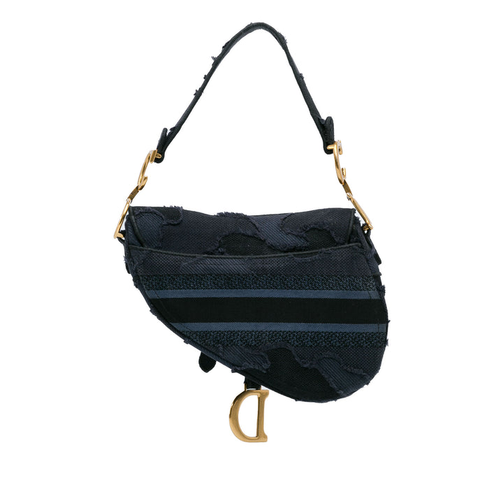 Embroidered Camouflage Saddle Bag Blue - Gaby Paris