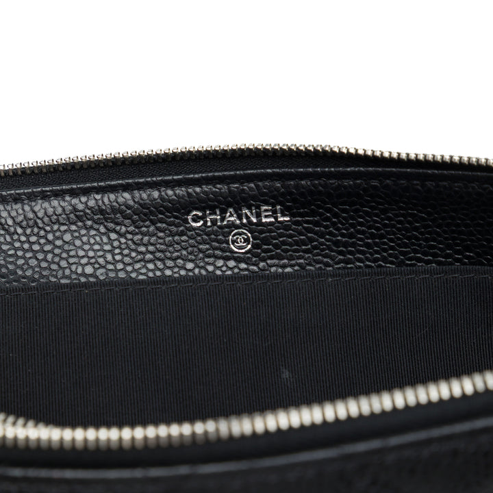 Chanel CC Matelassé Double Poche Zippé Pochette Cuir caviar Noir