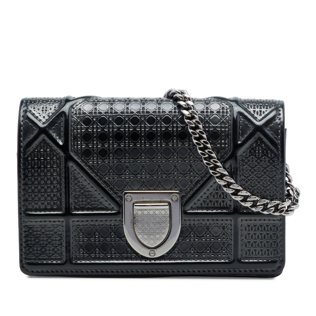 Dior Métallisé Microcannage Diorama à rabat Baby Noir