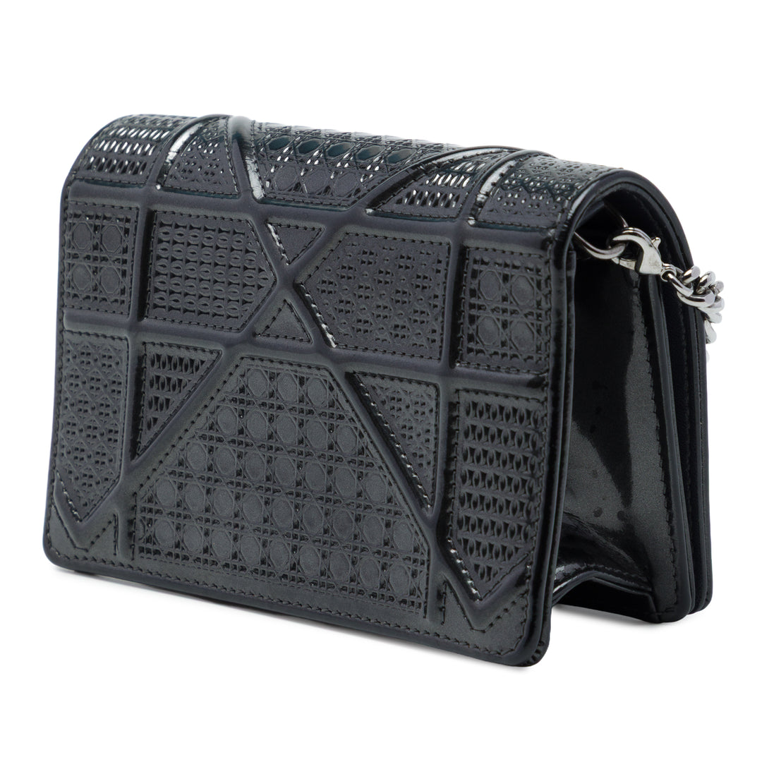 Dior Métallisé Microcannage Diorama à rabat Baby Noir