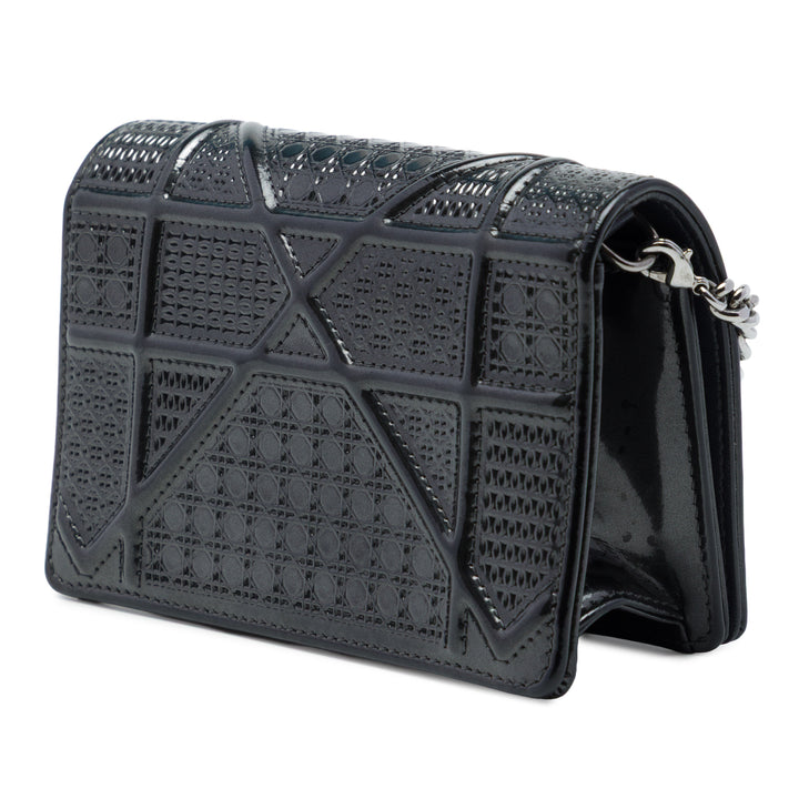 Dior Métallisé Microcannage Diorama à rabat Baby Noir