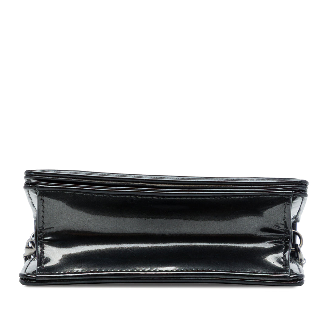 Dior Métallisé Microcannage Diorama à rabat Baby Noir