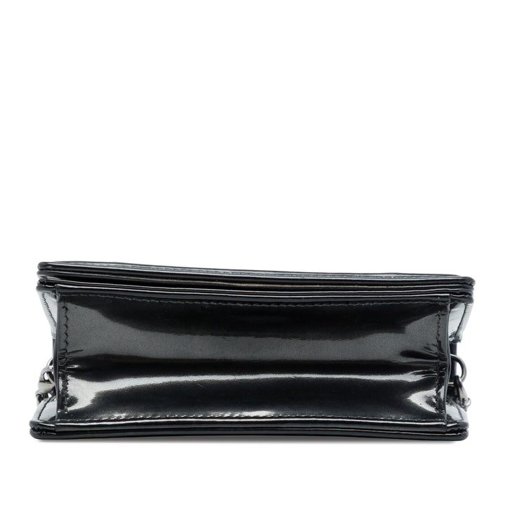 Dior Métallisé Microcannage Diorama à rabat Baby Noir
