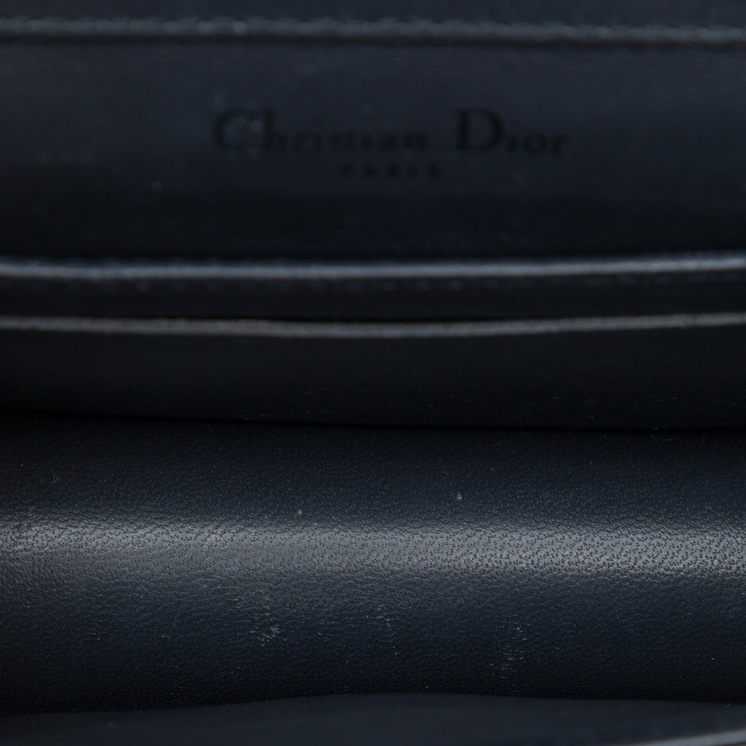 Dior Métallisé Microcannage Diorama à rabat Baby Noir