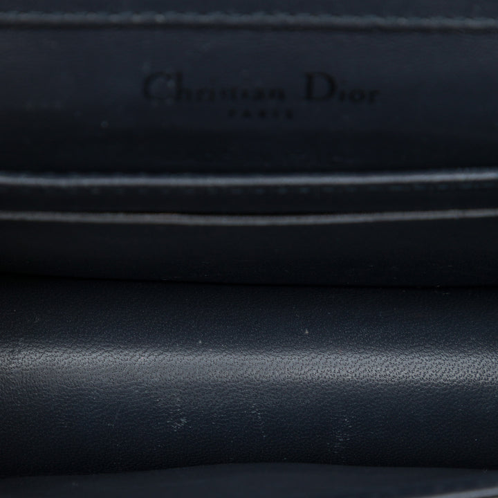 Dior Métallisé Microcannage Diorama à rabat Baby Noir