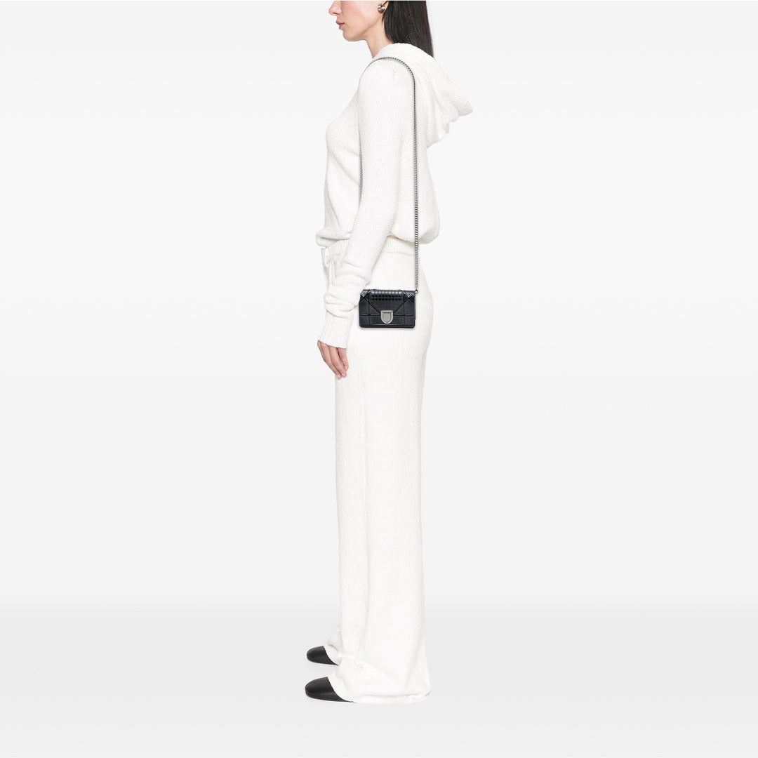 Dior Métallisé Microcannage Diorama à rabat Baby Noir
