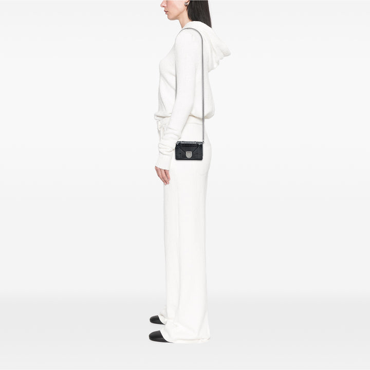 Dior Métallisé Microcannage Diorama à rabat Baby Noir