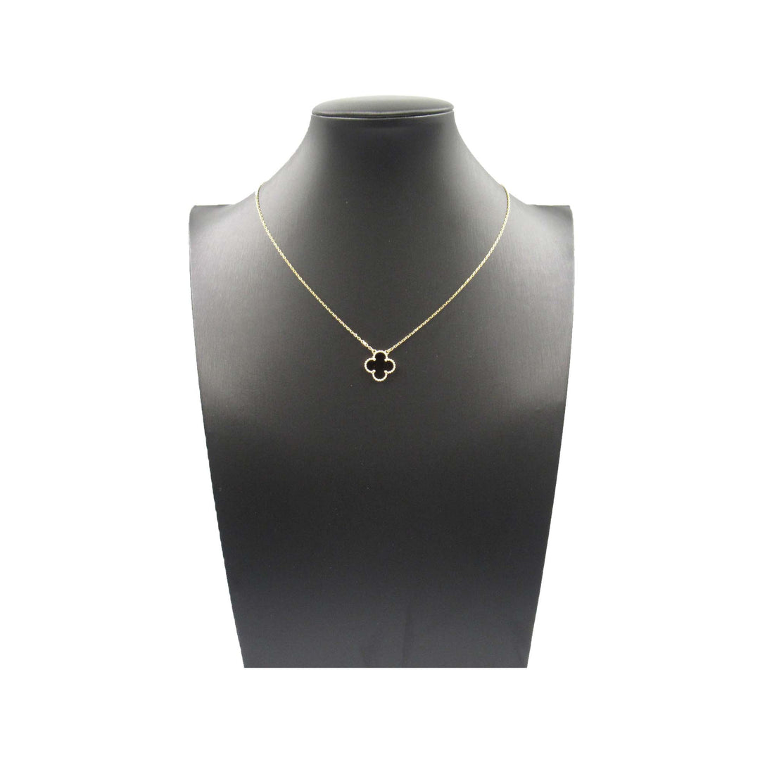 18K Yellow Gold and Onyx Vintage Alhambra Pendant Necklace Gold - Gaby Paris