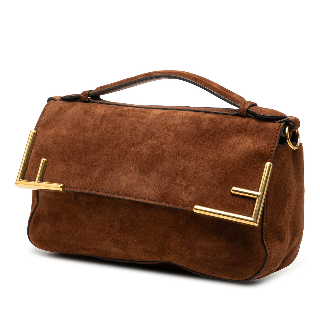 Fendi Printed Satin et Daim Double F Baguette Sac