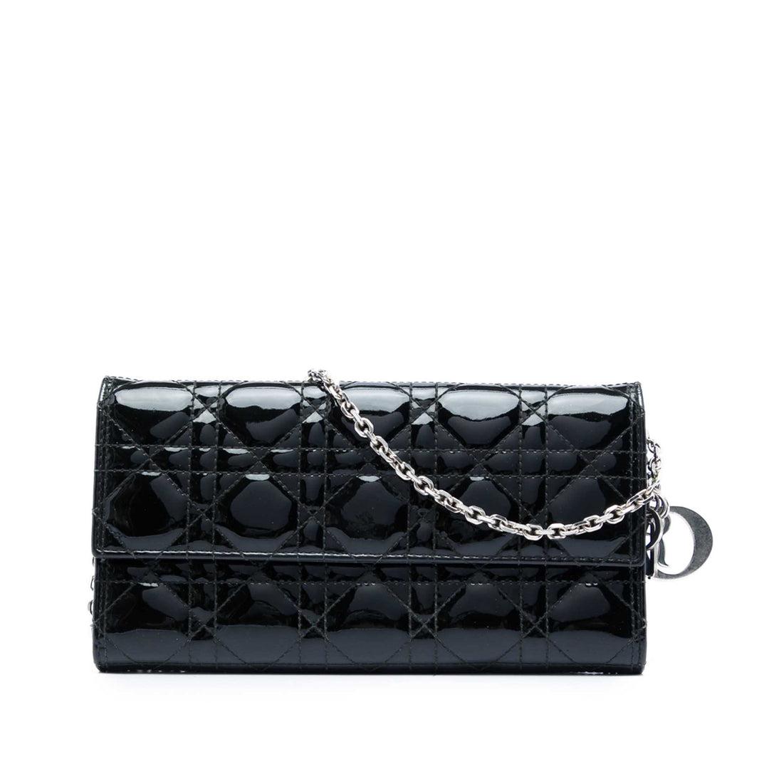 Dior Cuir verni Cannage Lady Dior Wallet on Chain