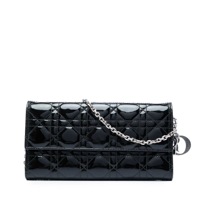 Dior Cuir verni Cannage Lady Dior Wallet on Chain