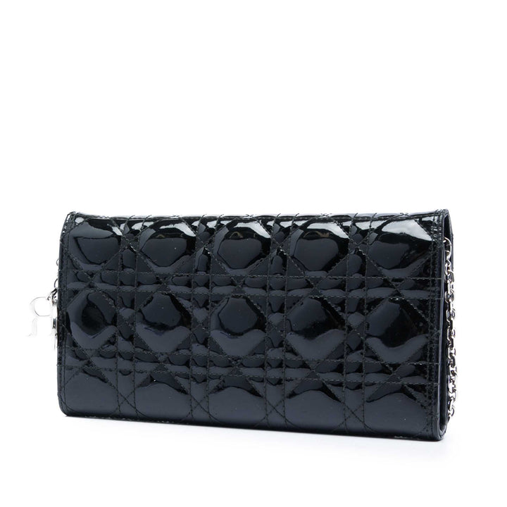 Dior Cuir verni Cannage Lady Dior Wallet on Chain