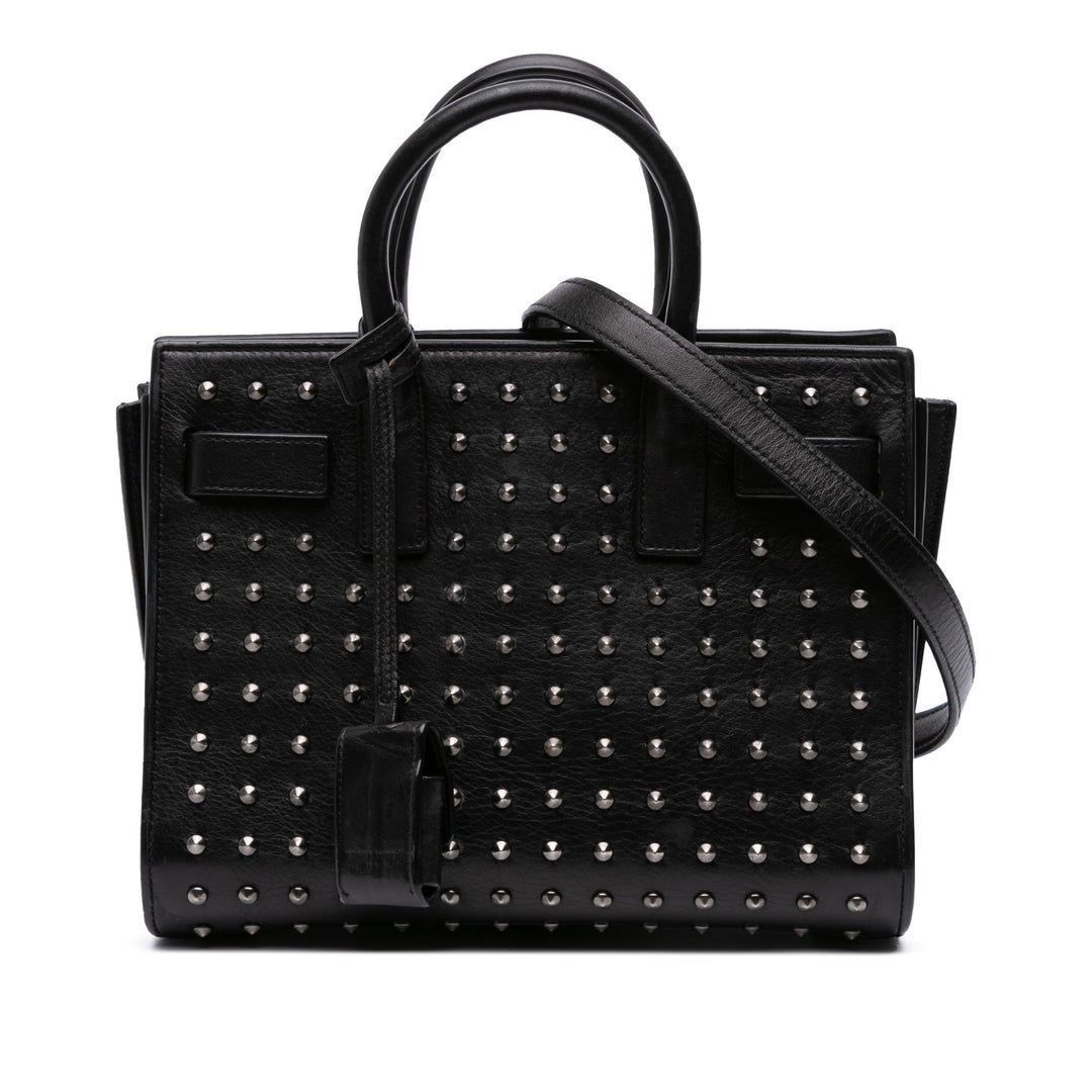 Saint Laurent Nano Studded Cuir Sac de Jour Sac cartable Noir – GABY PARIS Authentique