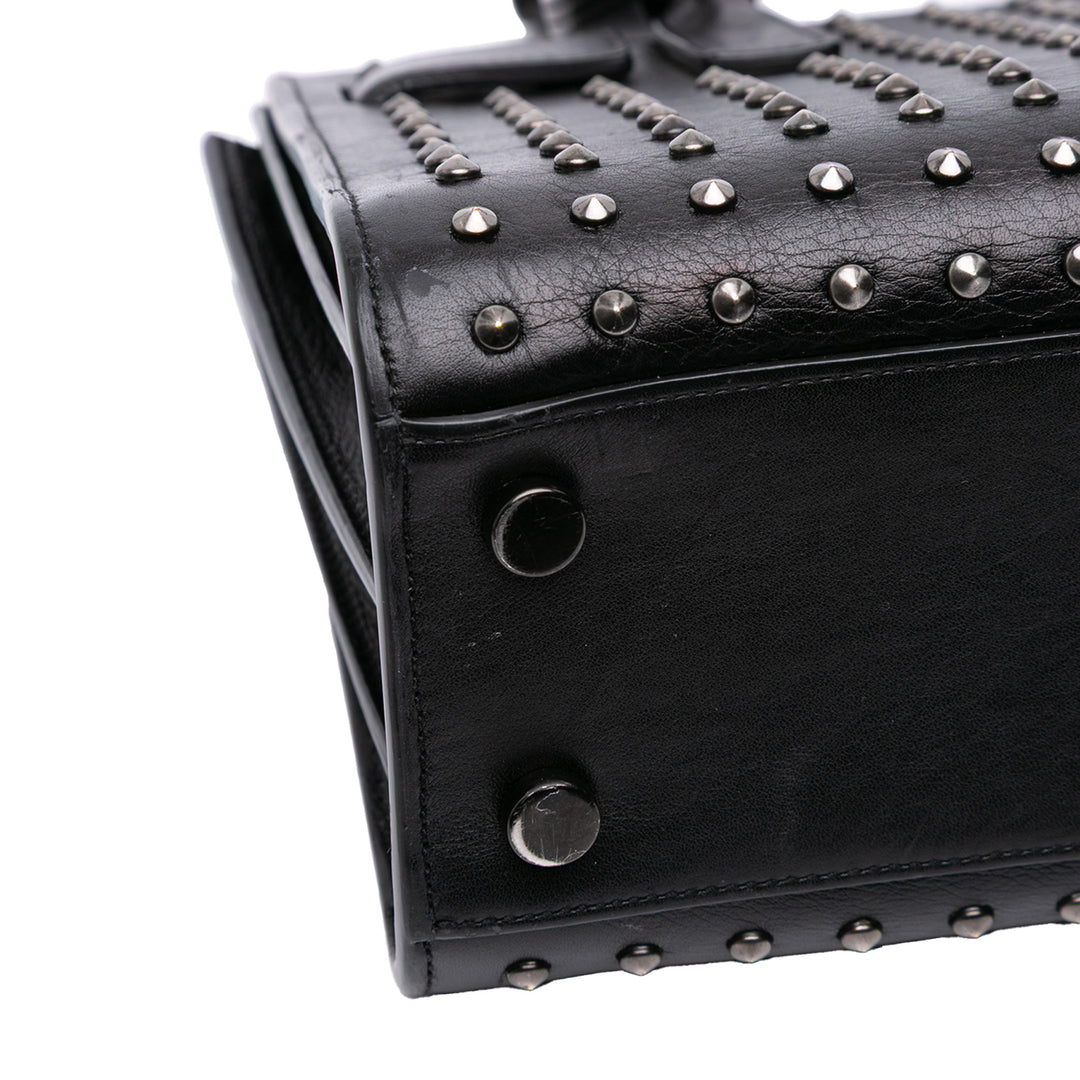 Saint Laurent Nano Studded Cuir Sac de Jour Sac cartable Noir – GABY PARIS Authentique
