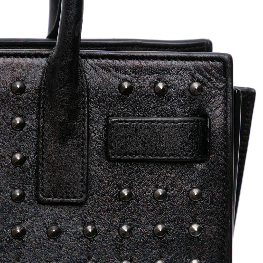 Saint Laurent Nano Studded Cuir Sac de Jour Sac cartable Noir – GABY PARIS Authentique