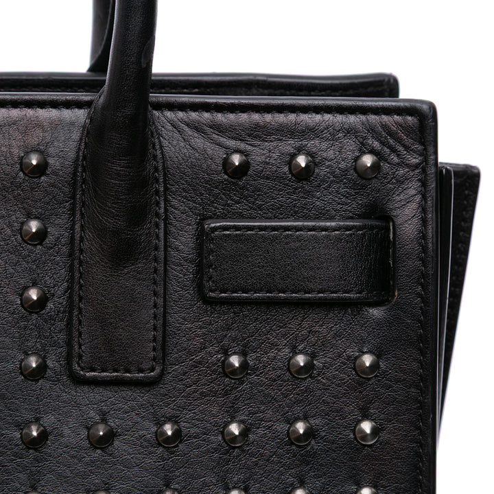Saint Laurent Nano Studded Cuir Sac de Jour Sac cartable Noir – GABY PARIS Authentique