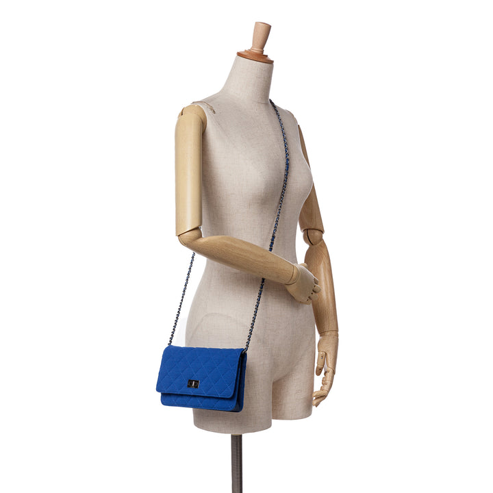 Reissue 2.55 Quilted Jersey Wallet On Chain Blue - Gaby Paris