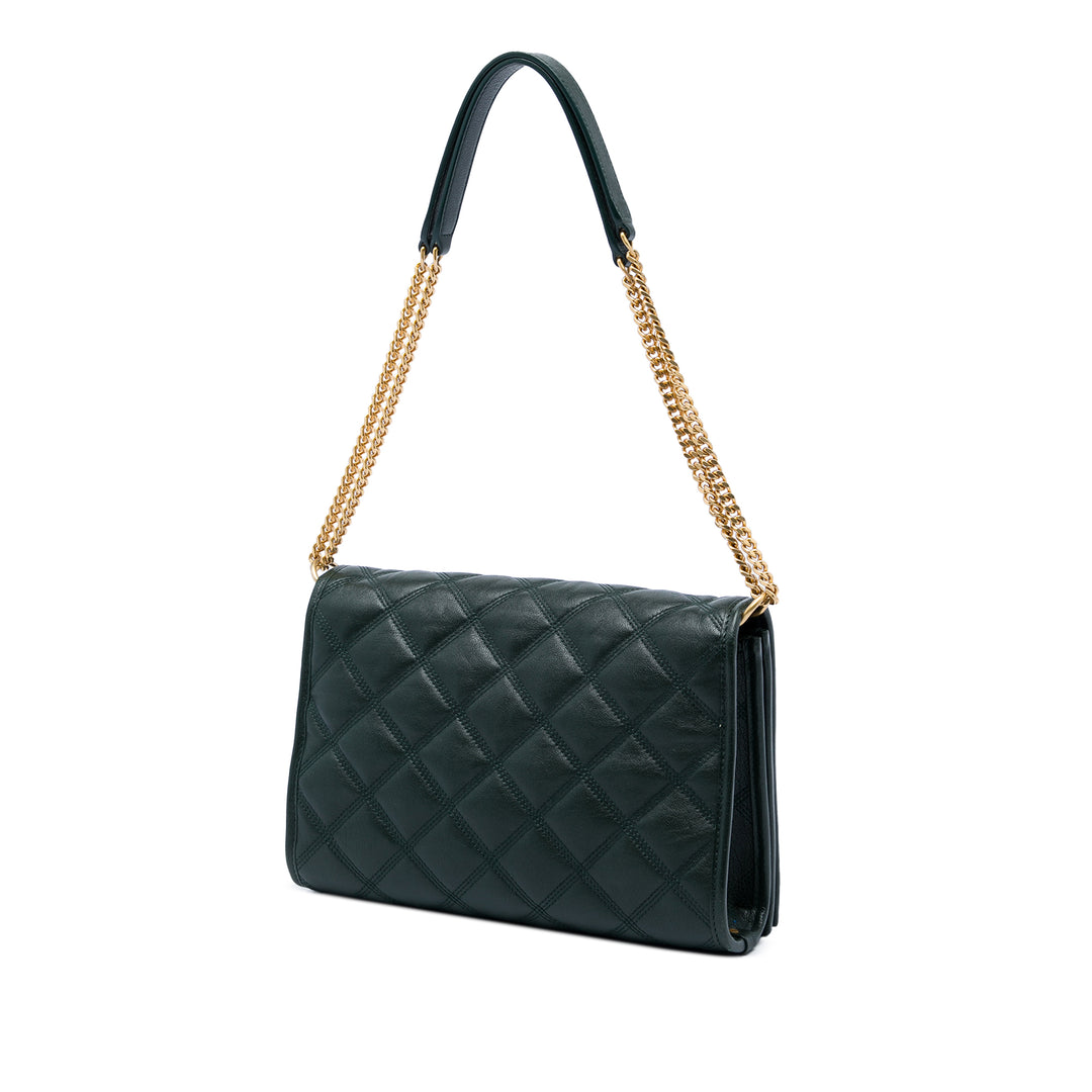 Matelassé Becky Chaîne Sac Petit Cuir d'agneau Vert