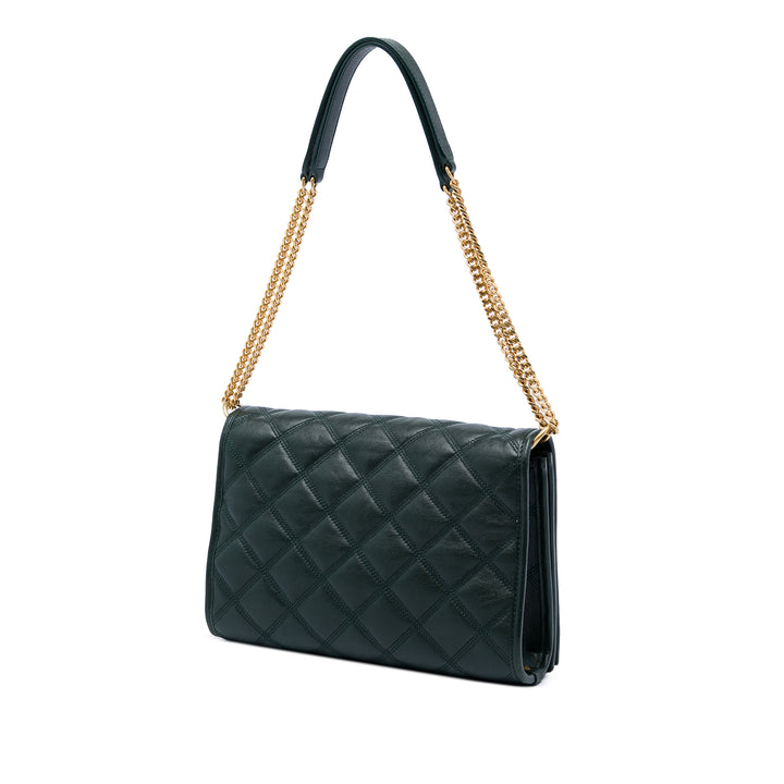 Matelassé Becky Chaîne Sac Petit Cuir d'agneau Vert