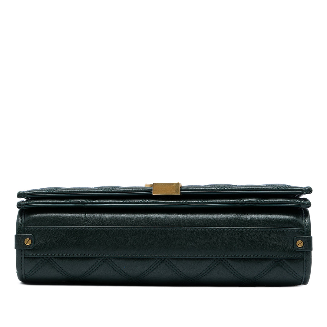 Matelassé Becky Chaîne Sac Petit Cuir d'agneau Vert