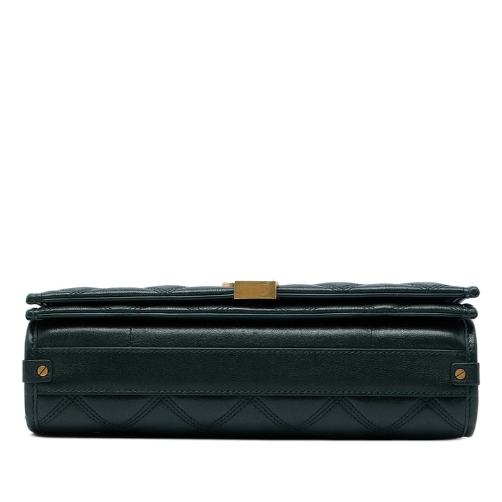 Matelassé Becky Chaîne Sac Petit Cuir d'agneau Vert