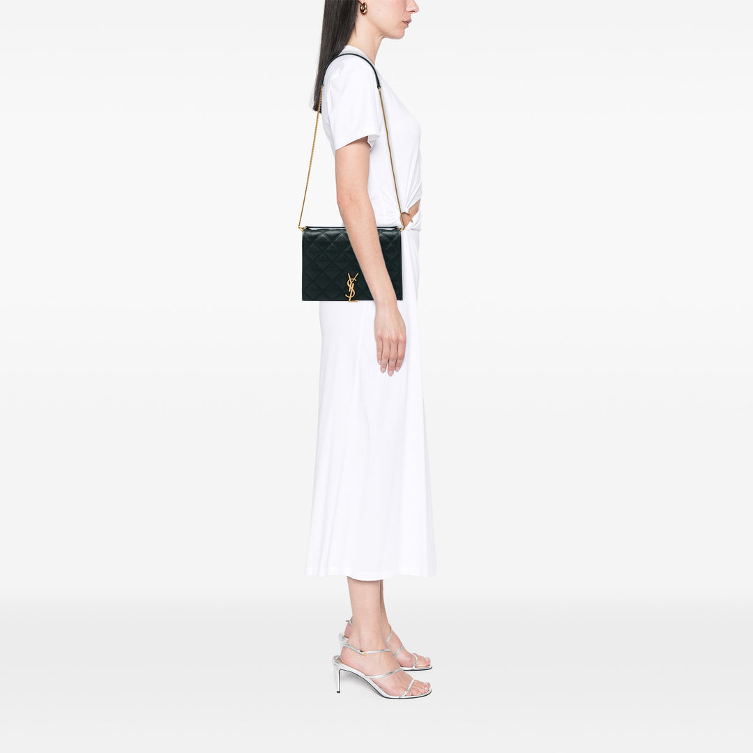 Matelassé Becky Chaîne Sac Petit Cuir d'agneau Vert