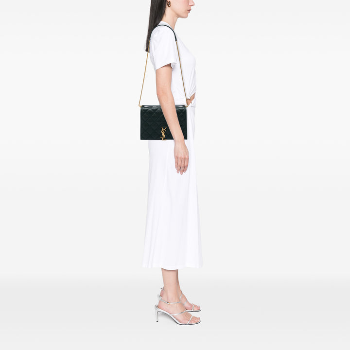 Matelassé Becky Chaîne Sac Petit Cuir d'agneau Vert