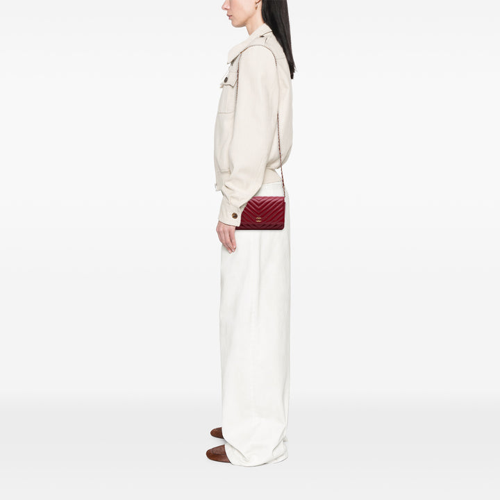 Métiers d'Art CC Chevron Lambskin Wallet On Chain Red - Gaby Paris