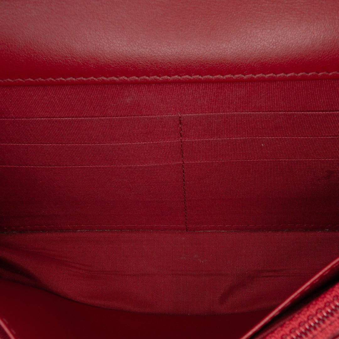Métiers d'Art CC Chevron Lambskin Wallet On Chain Red - Gaby Paris