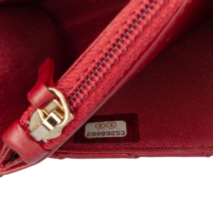 Métiers d'Art CC Chevron Lambskin Wallet On Chain Red - Gaby Paris