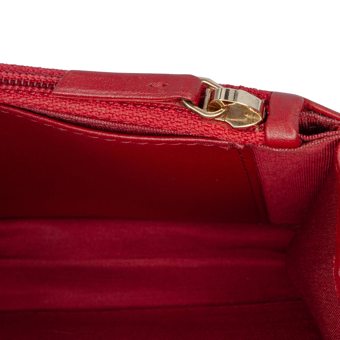 Métiers d'Art CC Chevron Lambskin Wallet On Chain Red - Gaby Paris
