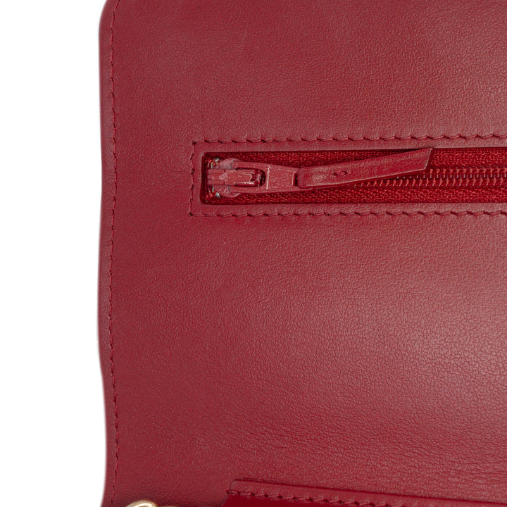 Métiers d'Art CC Chevron Lambskin Wallet On Chain Red - Gaby Paris