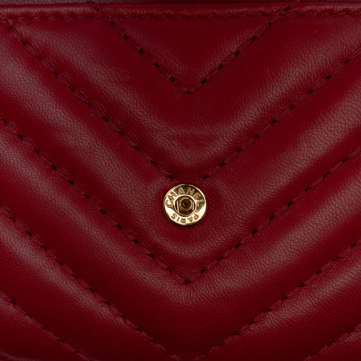 Métiers d'Art CC Chevron Lambskin Wallet On Chain Red - Gaby Paris