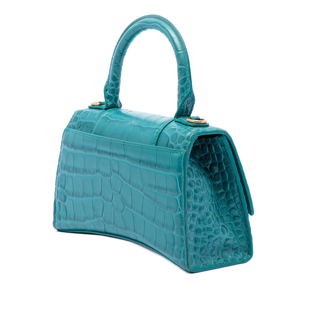 Balenciaga Croc embossé Cuir de veau Hourglass sac à anse supérieure XS
