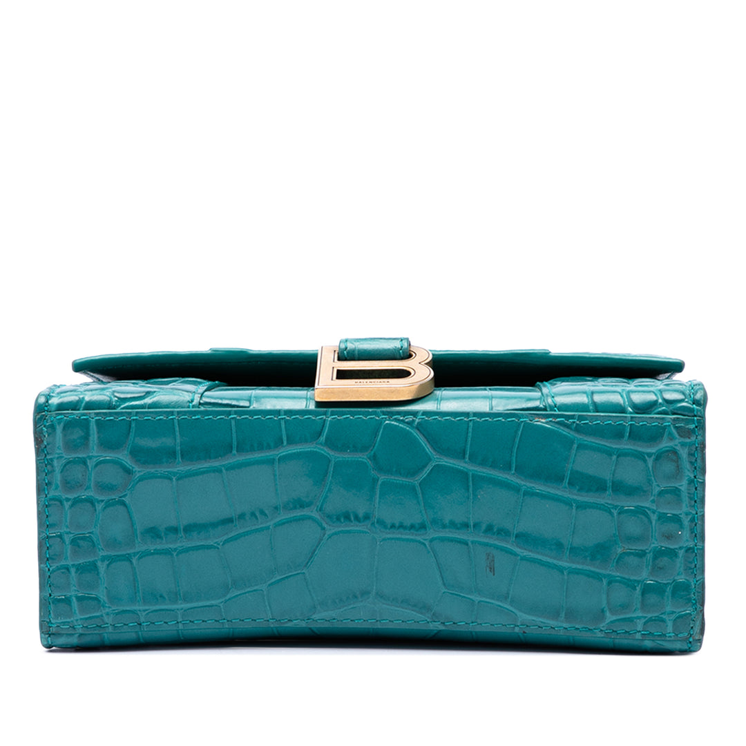Balenciaga Croc embossé Cuir de veau Hourglass sac à anse supérieure XS