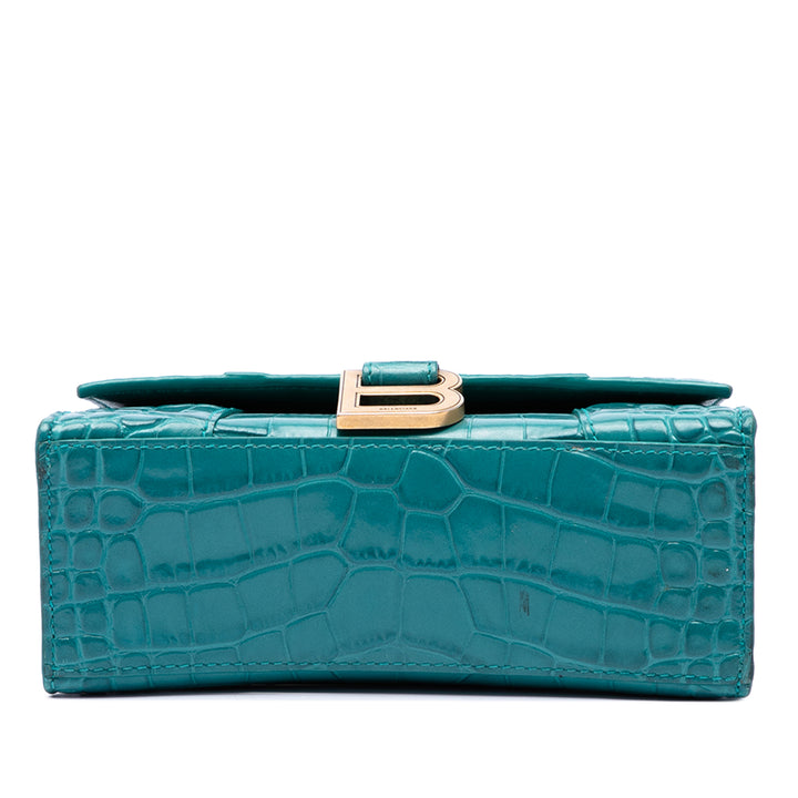 Balenciaga Croc embossé Cuir de veau Hourglass sac à anse supérieure XS