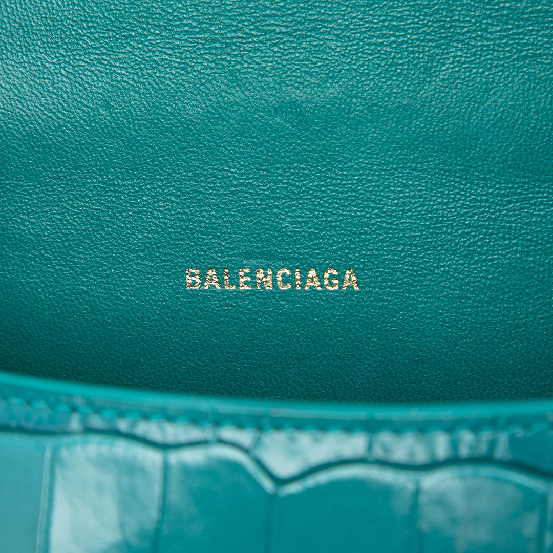 Balenciaga Croc embossé Cuir de veau Hourglass sac à anse supérieure XS