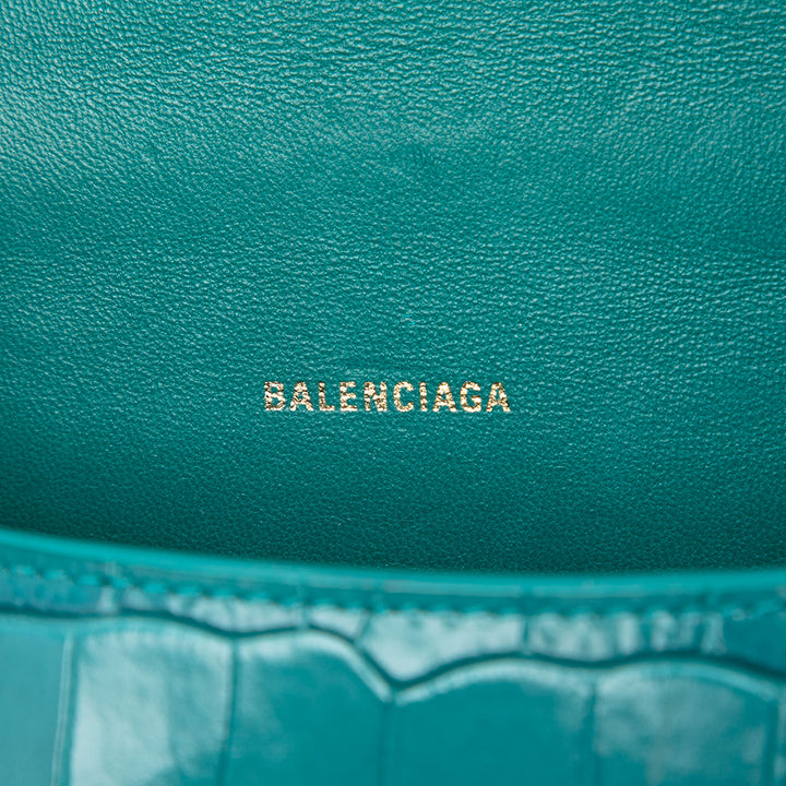 Balenciaga Croc embossé Cuir de veau Hourglass sac à anse supérieure XS
