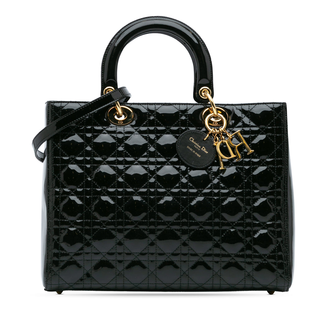 Large Patent Cannage Lady Dior Black - Gaby Paris