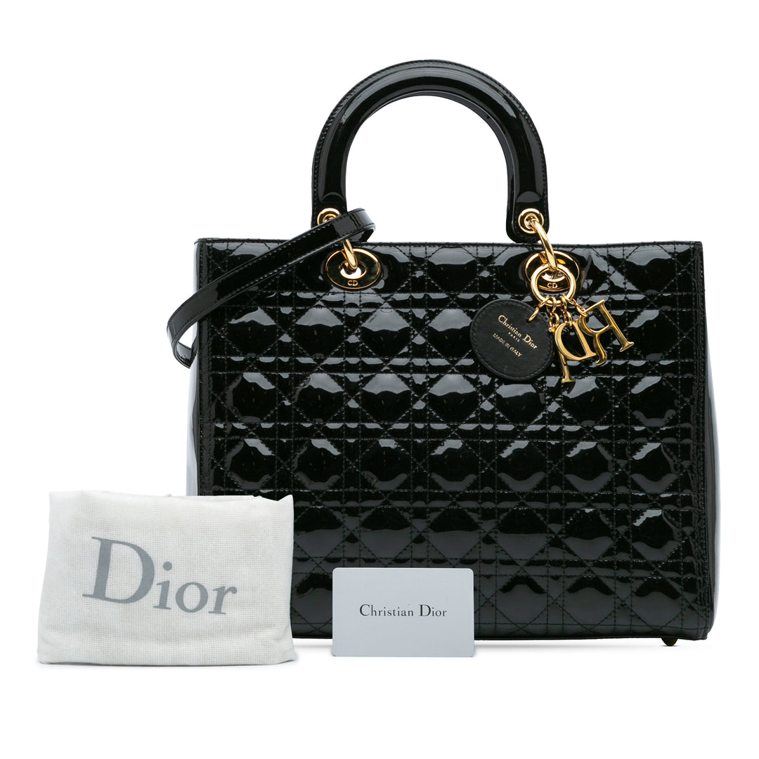 Large Patent Cannage Lady Dior Black - Gaby Paris
