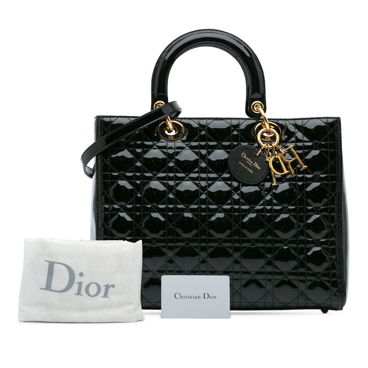 Large Patent Cannage Lady Dior Black - Gaby Paris