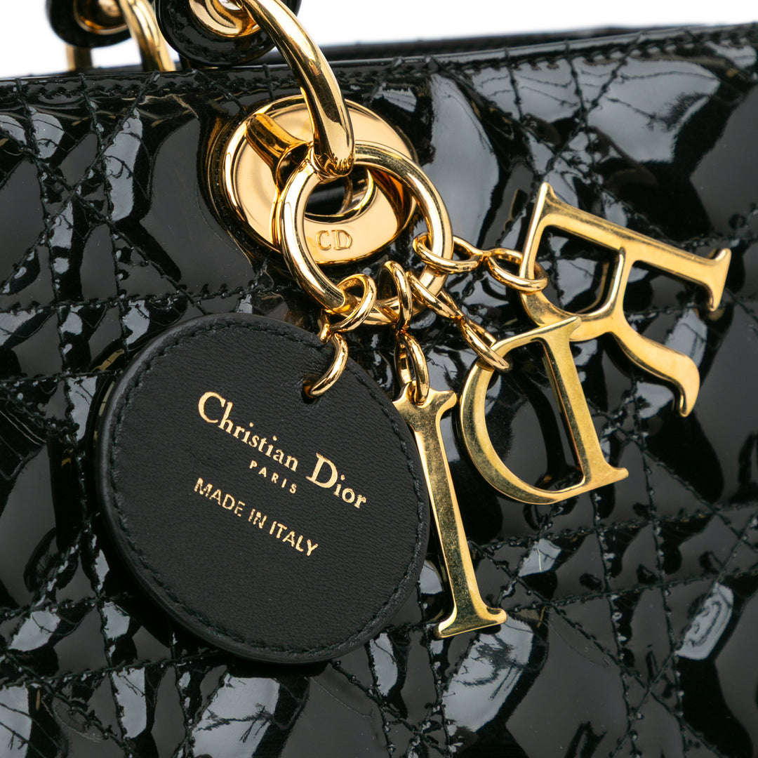 Large Patent Cannage Lady Dior Black - Gaby Paris