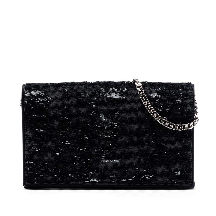 Saint Laurent Sequins Monogram Kate Wallet on Chain