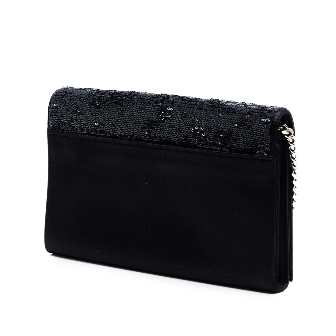 Saint Laurent Sequins Monogram Kate Wallet on Chain