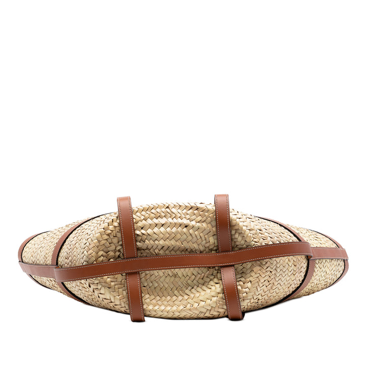 Celine Medium Raffia Gridded Classic Panier Cabas