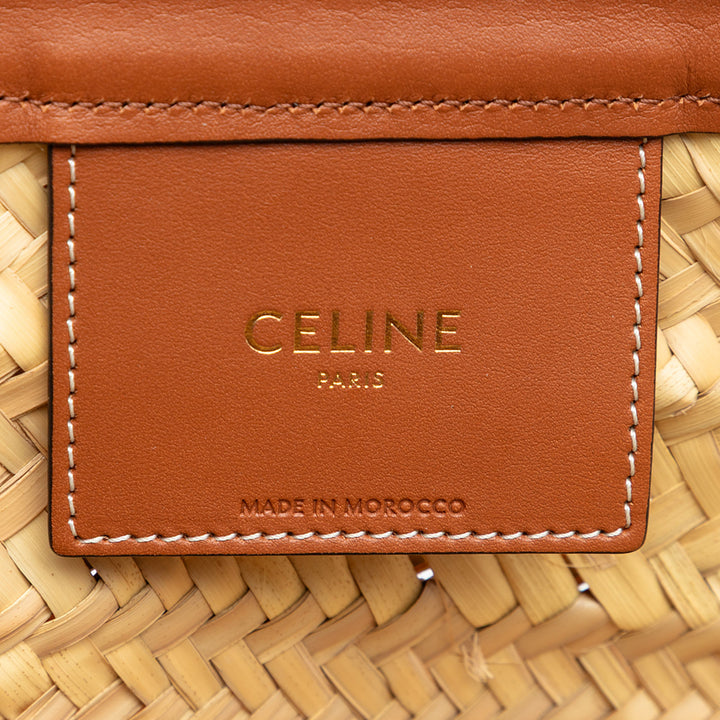 Celine Medium Raffia Gridded Classic Panier Cabas