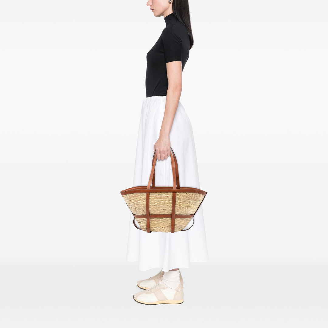 Celine Medium Raffia Gridded Classic Panier Cabas