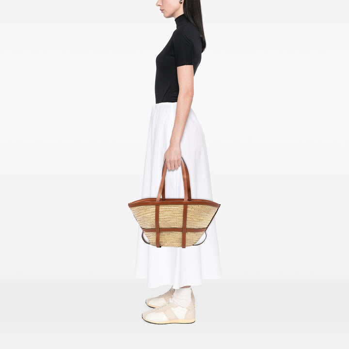 Celine Medium Raffia Gridded Classic Panier Cabas