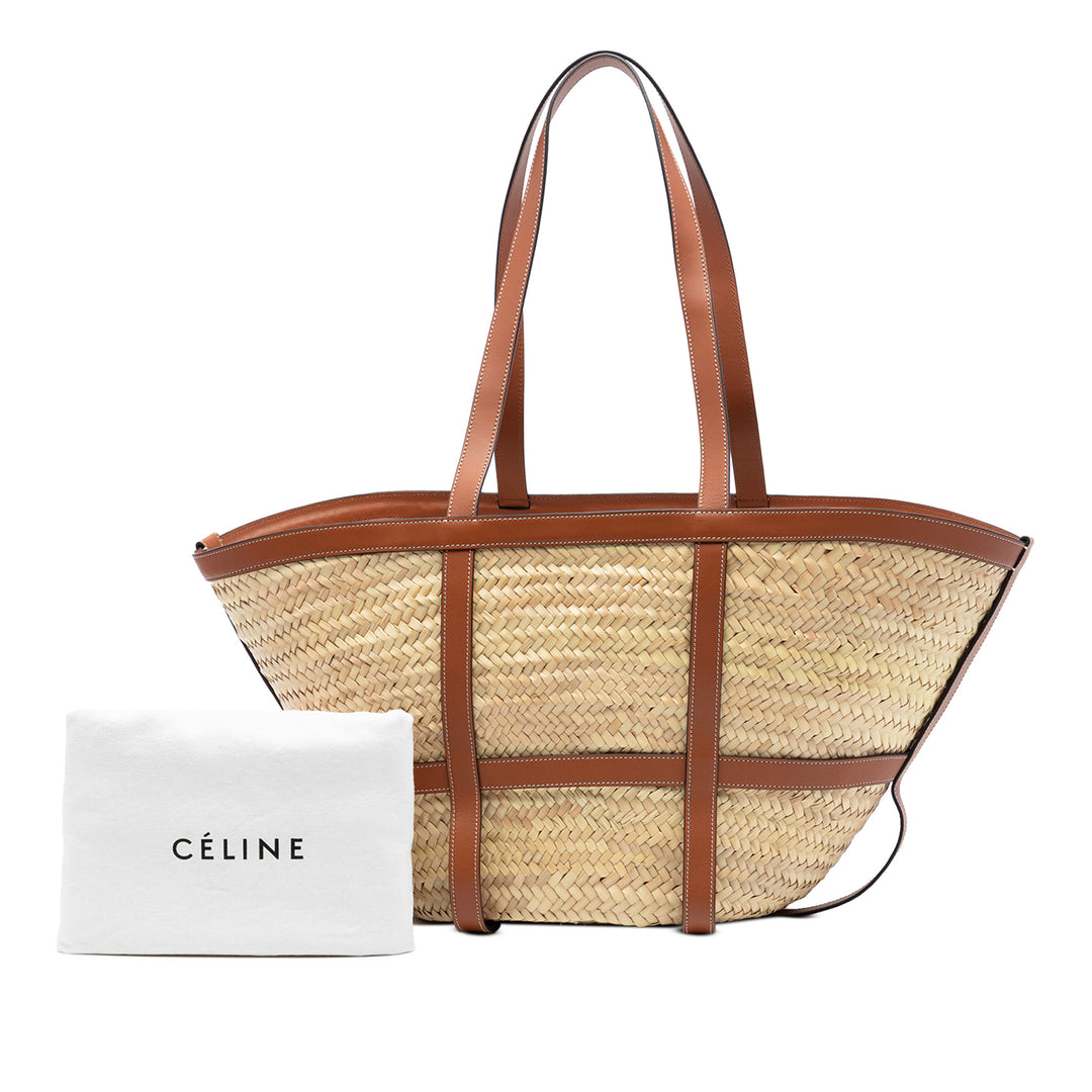 Celine Medium Raffia Gridded Classic Panier Cabas
