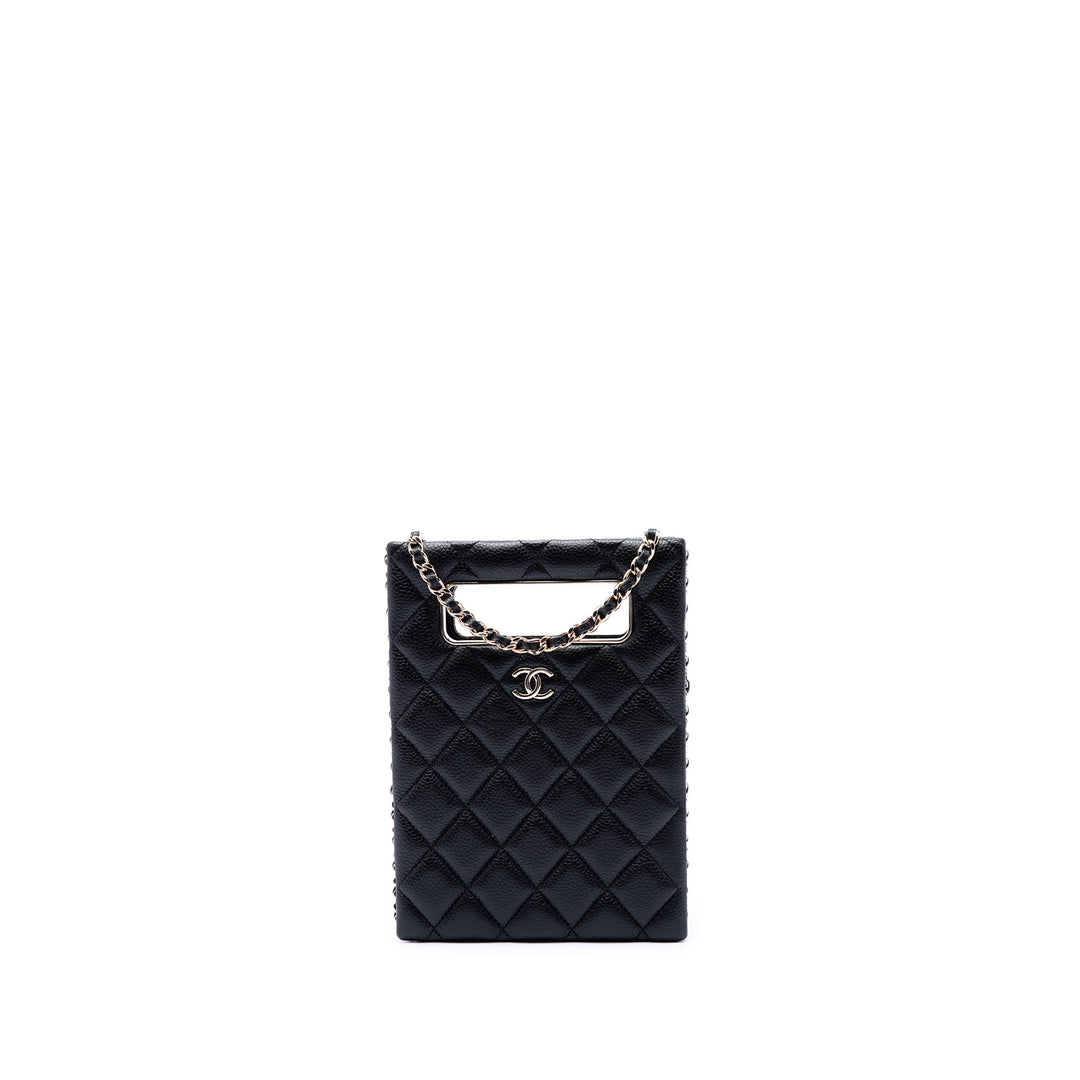 Chanel Matelassé Caviar Sac rond à chaîne Cut Out Evening Boîte Sac